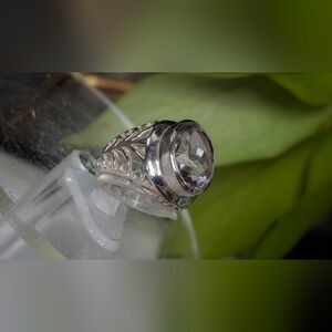 Faceted Amethyst Crystal Gemstone Sterling Silver Ring Jewelry (size 7.5)